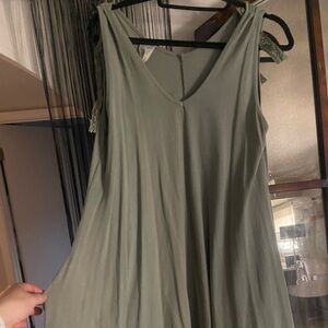 Green cotton dress large l